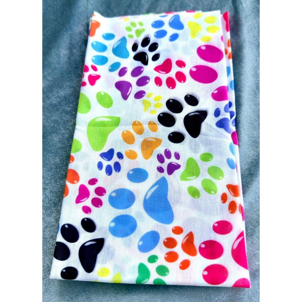 Rainbow Paw Print Bandana 22x22 New